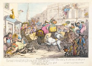Miseries of London: Breast against breast with ruinous assault and deadly shock they come, pub. by Ackermann, 1807